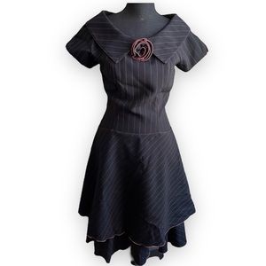 MARYLOU 50s vintage style black pinstripe fit and flare short sleeve dre…